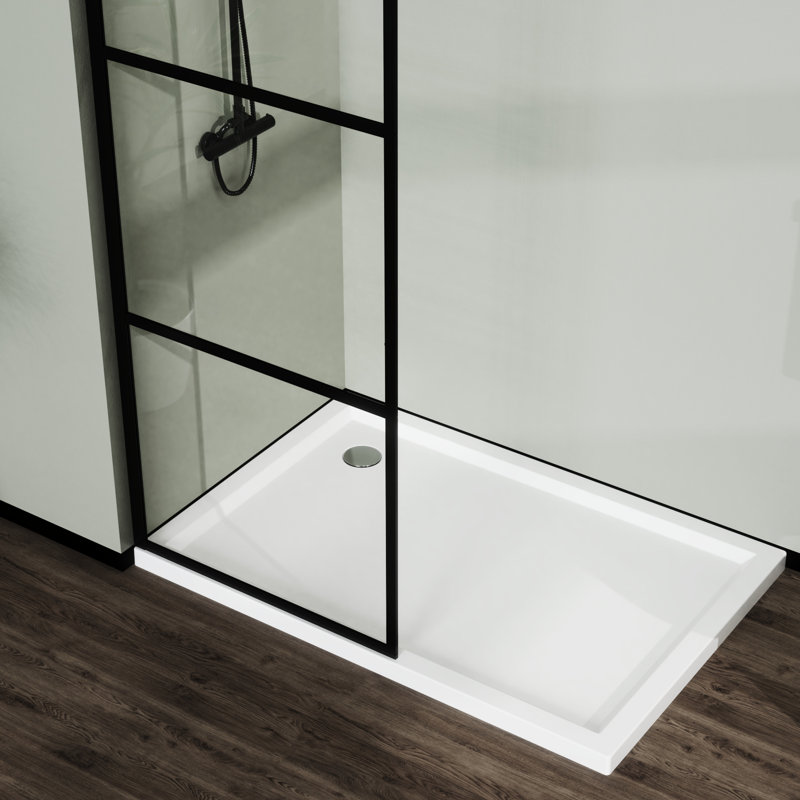 34" Shower Screen Door , Black - Clear Tempered Glass Adjustable Support For Wall Easy Installation Process 0.2" Strong And Assembly