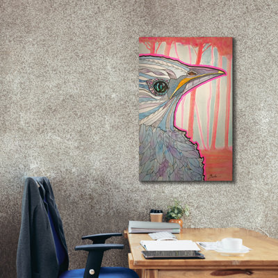 «Blue Bird And Red Trees» par Bebe Keith, art mural sur toile, 26 po x 40 po