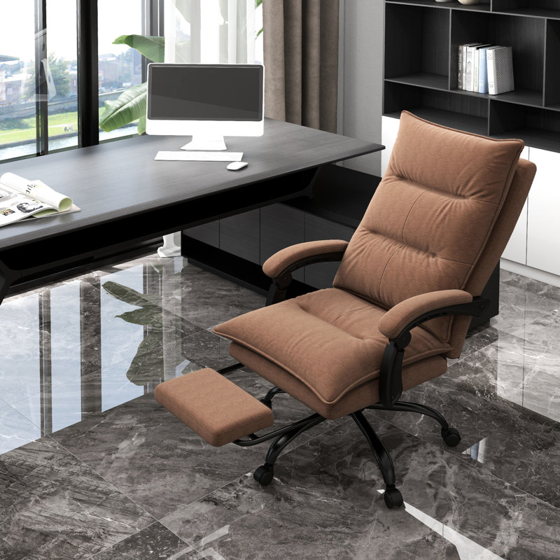 Fauteuil de bureau brun avec massage chauffant et 6 vibrations, double massage chauffant avec 6 fonctions de massage, accoudoir et repose-pieds