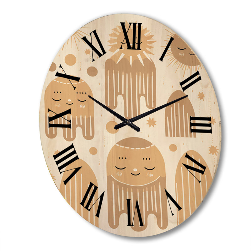 Horloge murale Boho Dreamtime Moon and Clouds III, Très grand