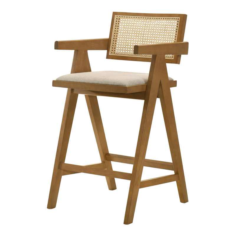 Chaise de bar en rotin tissé noyer clair (ensemble de 2)
