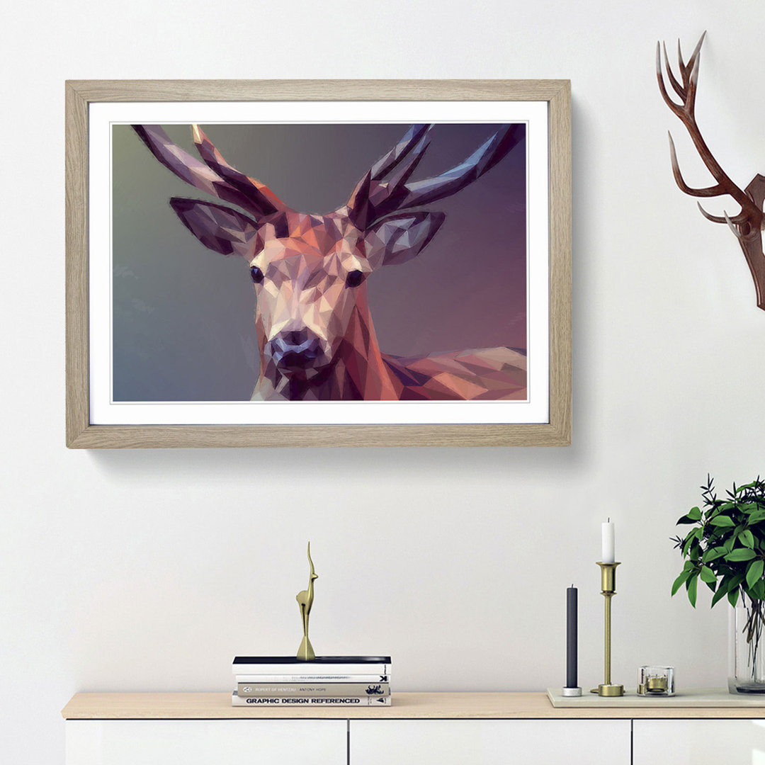 Geometric Stag Deer in Abstract - Picture Frame Graphic Art Print