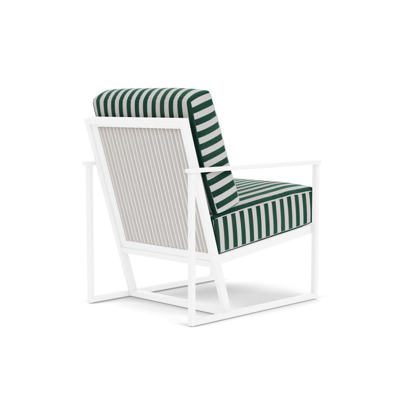 Summit Outdoor Lounge Chair, White, White, Safari White Stripe