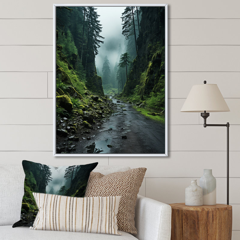 Reproduction d'art sur toile, "Muddy Pathway" par USA, 32" H x 24" W, Cadre flottant blanc