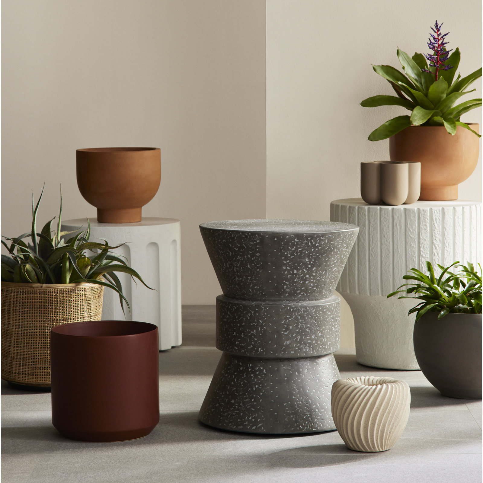 Parsons Handmade Ceramic Pot Planter, 11.75" H x 12" W x 12" D, Brown