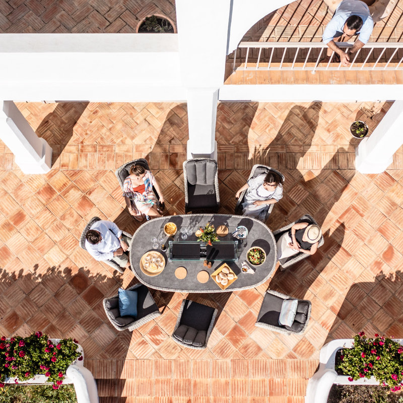 Sofia 8 Seat Oval Firepit Dining Set