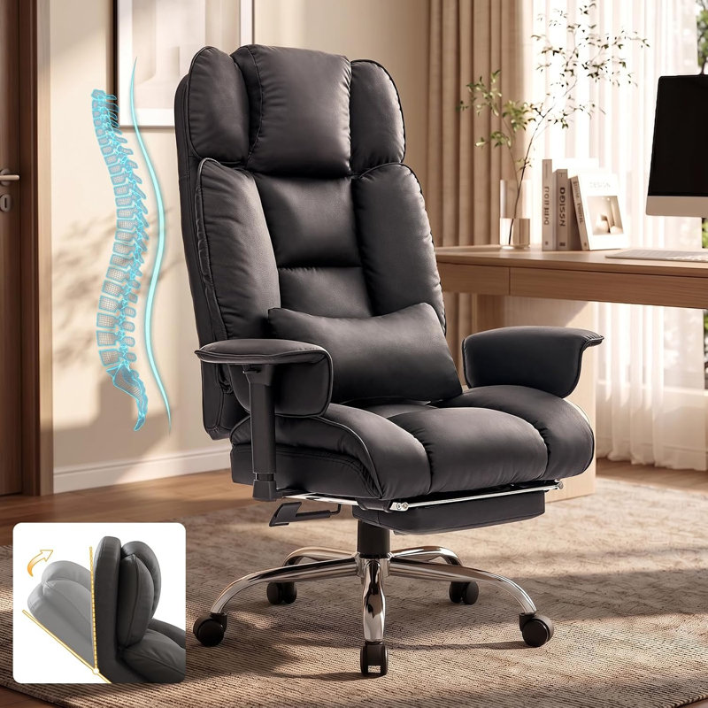 Fauteuils de direction pour bureau à domicile avec repose-pieds, Noir