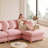 Chenille Deep Seat Sofa with Modular Layout and Pillows