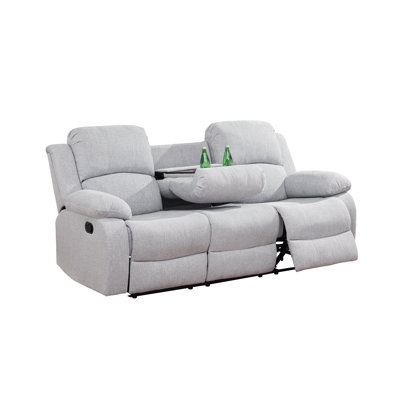 Light Gray Linen Manual Recling Sofa