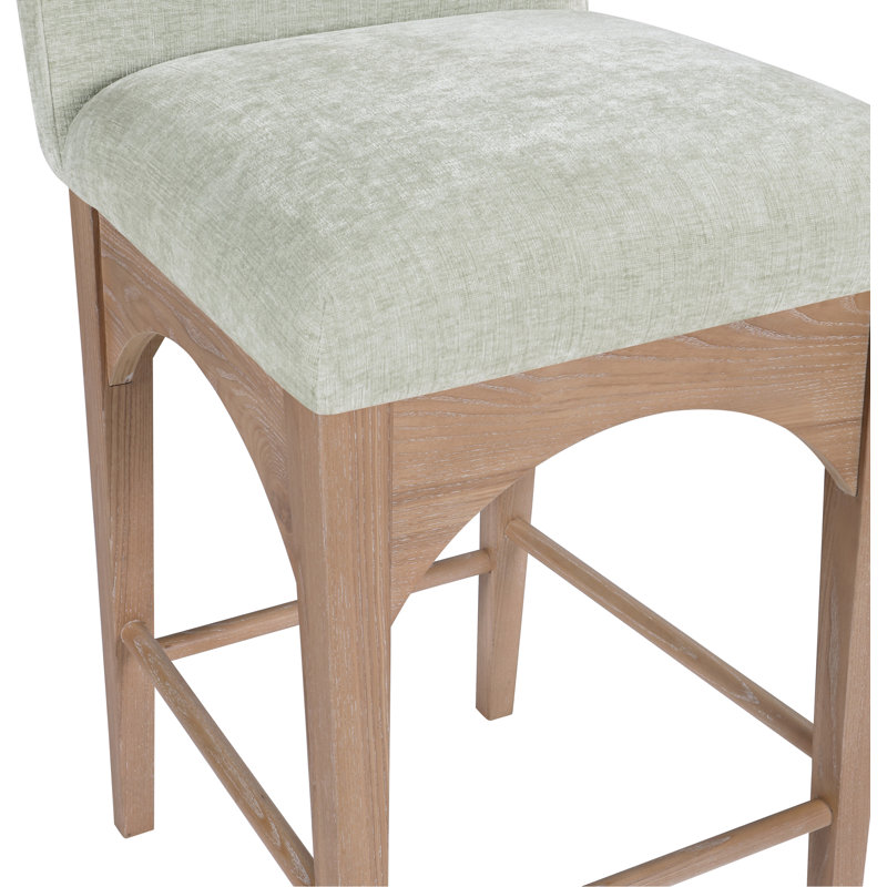 Tabouret de comptoir Beppo, Chenille menthe, Naturel