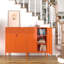 Casiers en acier orange avec range-chaussures et tablettes réglables