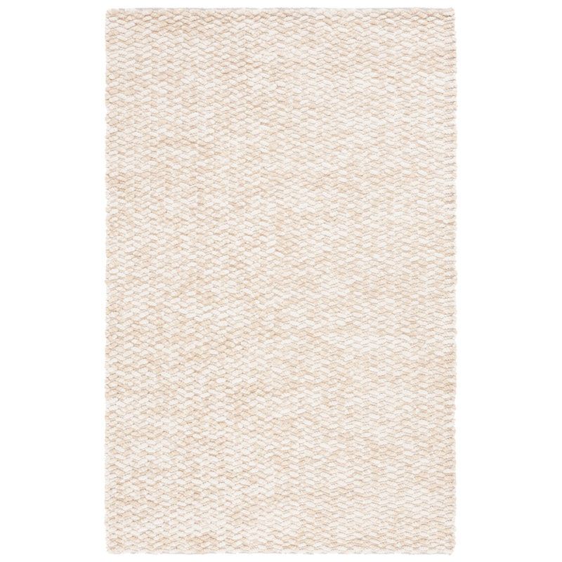 Tapis en laine / coton tissé à la main Stepanas en ivoire / beige, Rectangle 4 pi x 6 pi