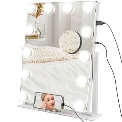 Evelyon Rectangle Freestanding Makeup / Shaving Mirror
