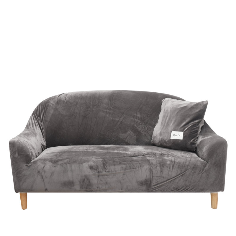 Housse pour canapé à coussins en T, Velours gris velours, H 0,01 po x l 55 po x P 55 po