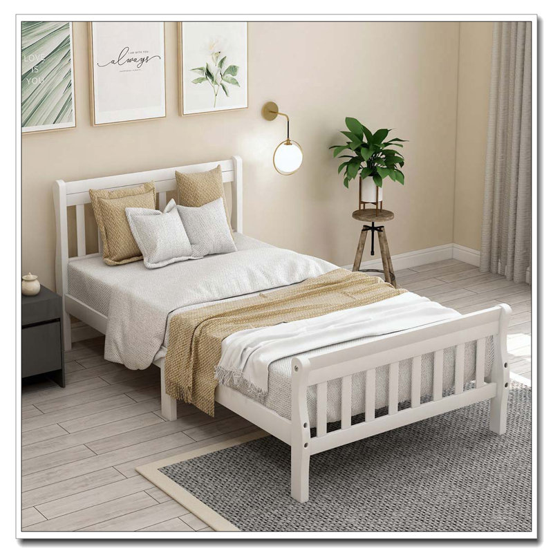 Structure de lit plateforme Wood, Blanc