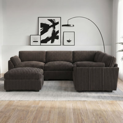 Canapé modulaire en L avec repose-pieds amovible Corduroy