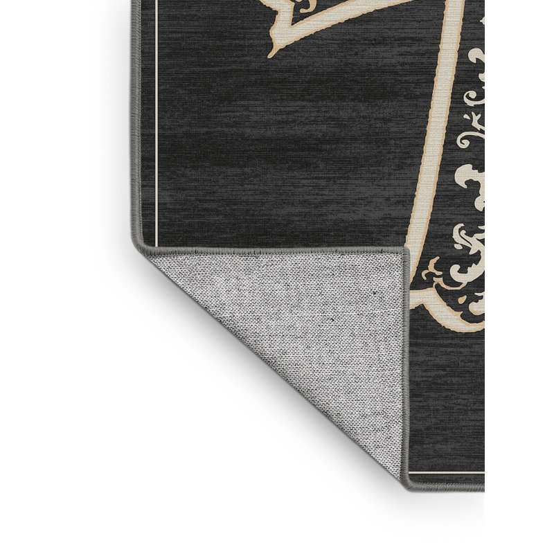Tapis damassé classique à motif de croix templier lavable à la machine en gris - Reliure grise, 8 x 12