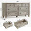 Ensemble de commode 7 tiroirs et 2 tables de chevet, mobilier de chambre à coucher en bois de ferme avec stations de charge, colonne romaine et pieds en bois massif pour la chambre à coucher, le salon et l'entrée-323277108