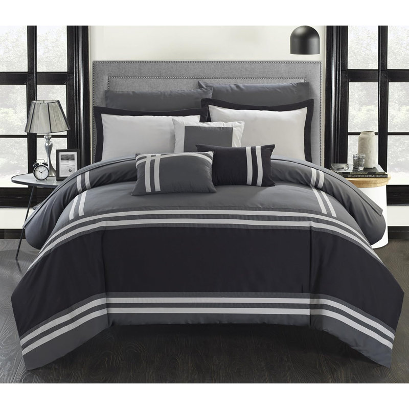 Brushed Microfiber Plain Weave Comforter Bedding Set, King Comforter + 9 Additional Pieces