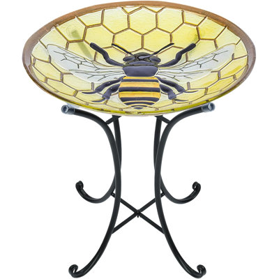 Bird Baths For Outdoors Bee Large Glass Bird Bath Bowl With Metal Stand