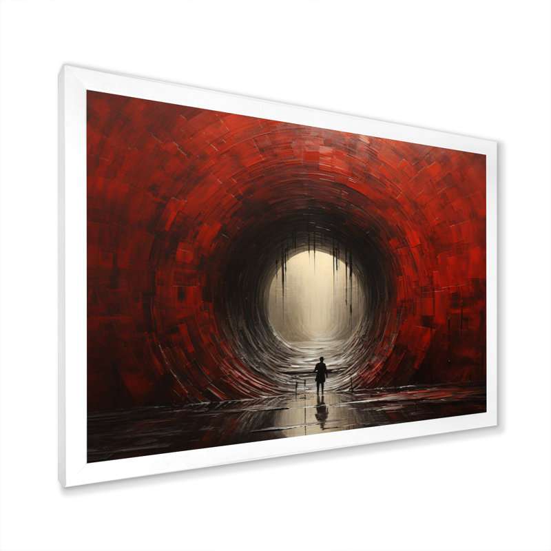 «Abstract Red Wood Tunnel I», reproduction sur toile, H 24 po x l 32 po x P 1 po, Cadre simple blanc