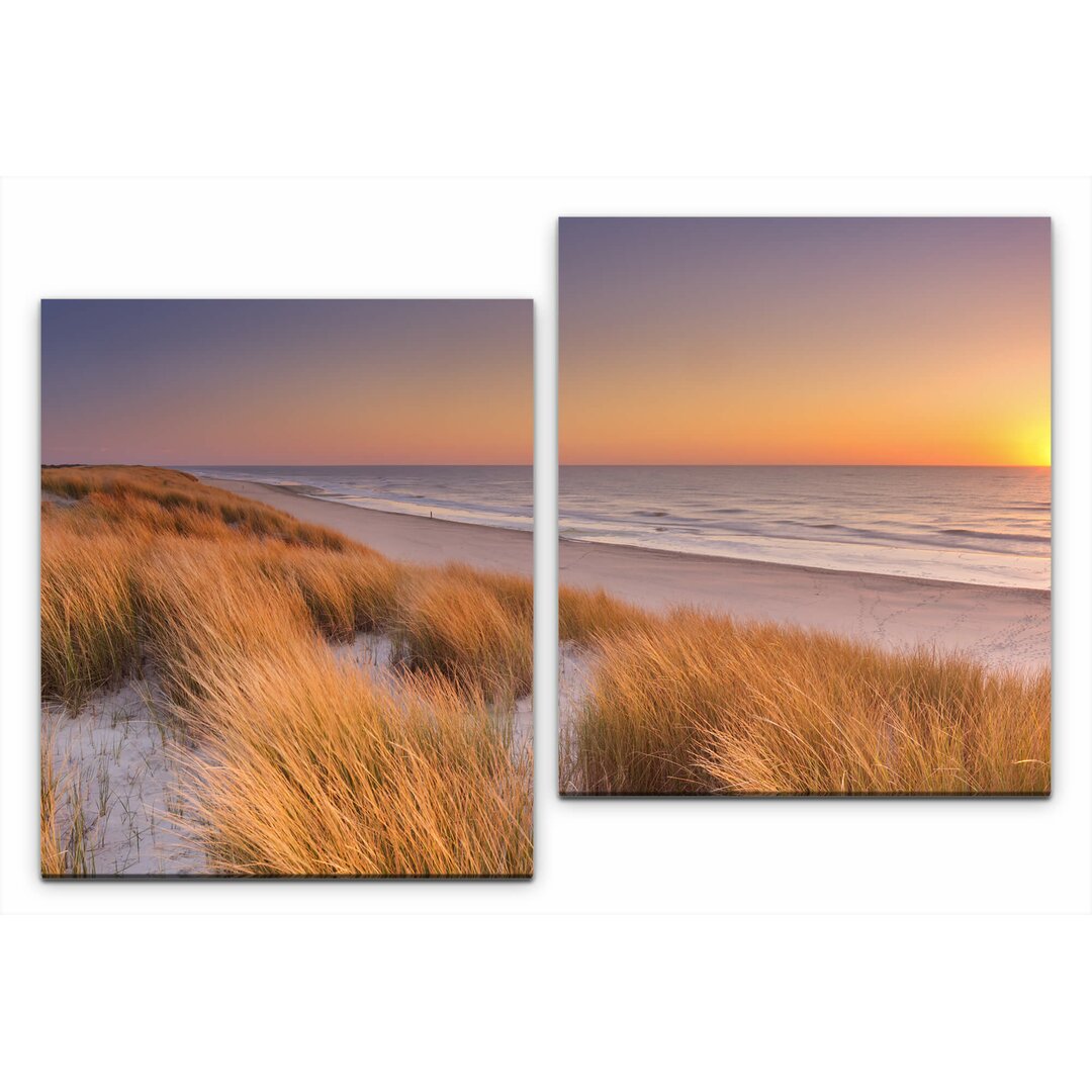 2-tlg. Leinwandbilder-Set Dünen am Strand auf einer Insel