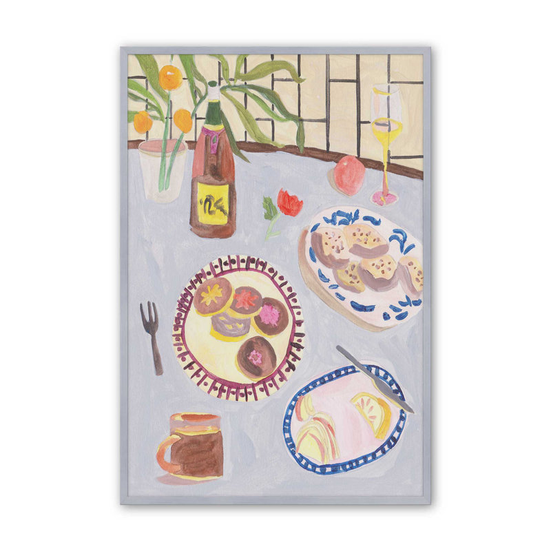 «Bites and Sips I» par Melissa Wang, reproduction d'art sur toile, H 32 po x l 24 po, Argent argent