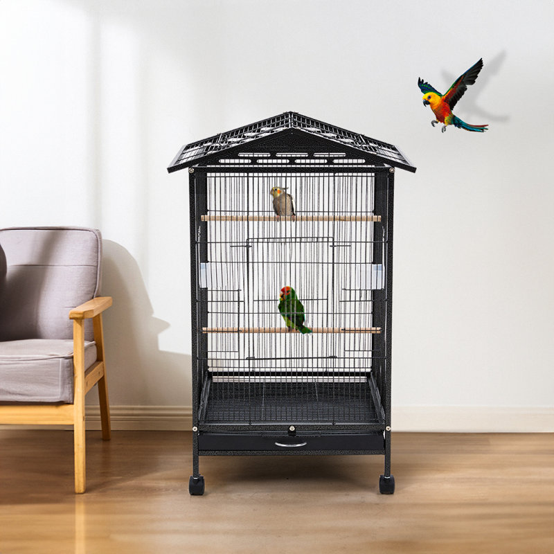 77cm Open Play Top Metal Pet Bird Cage with Casters