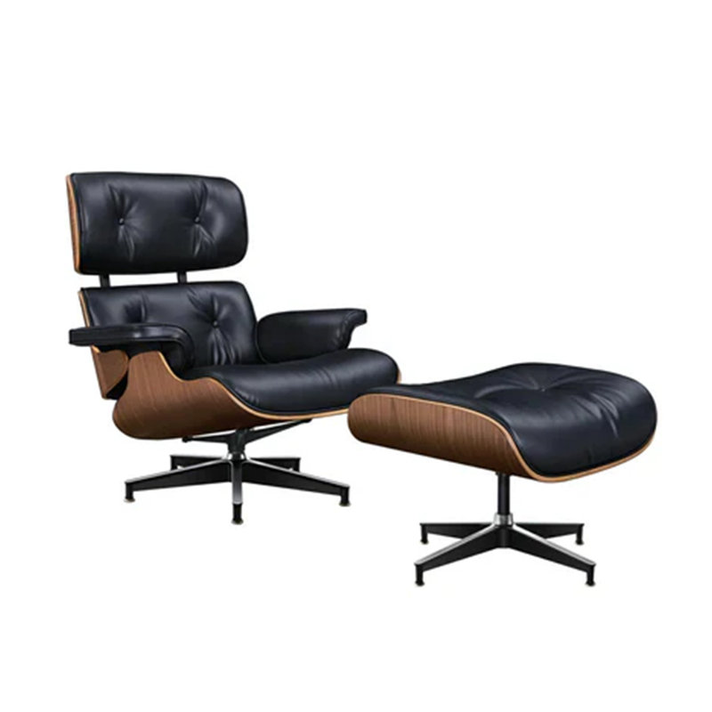 Ensemble 2 pièces de fauteuil inclinable et repose-pieds rembourré avec structure en bois massif