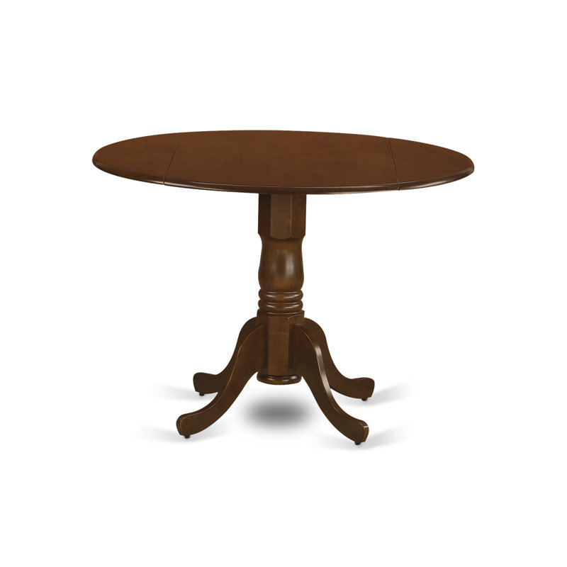  5 Piece Kitchen Table & Chairs Set Includes a Round Dining Table with Dropleaf and 4 Faux Leather Dining Room Chairs, 42x42 Inch, Espresso