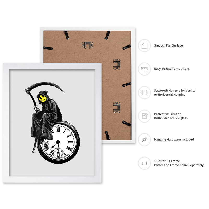 Grin Reaper, Poster, 12"H x 16"W, White Framed