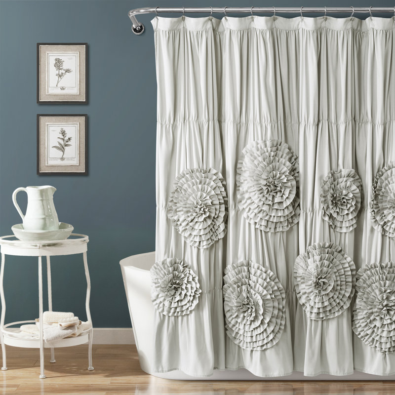 Lush Decor Serena Ruffle Shower Curtain, Light Gray