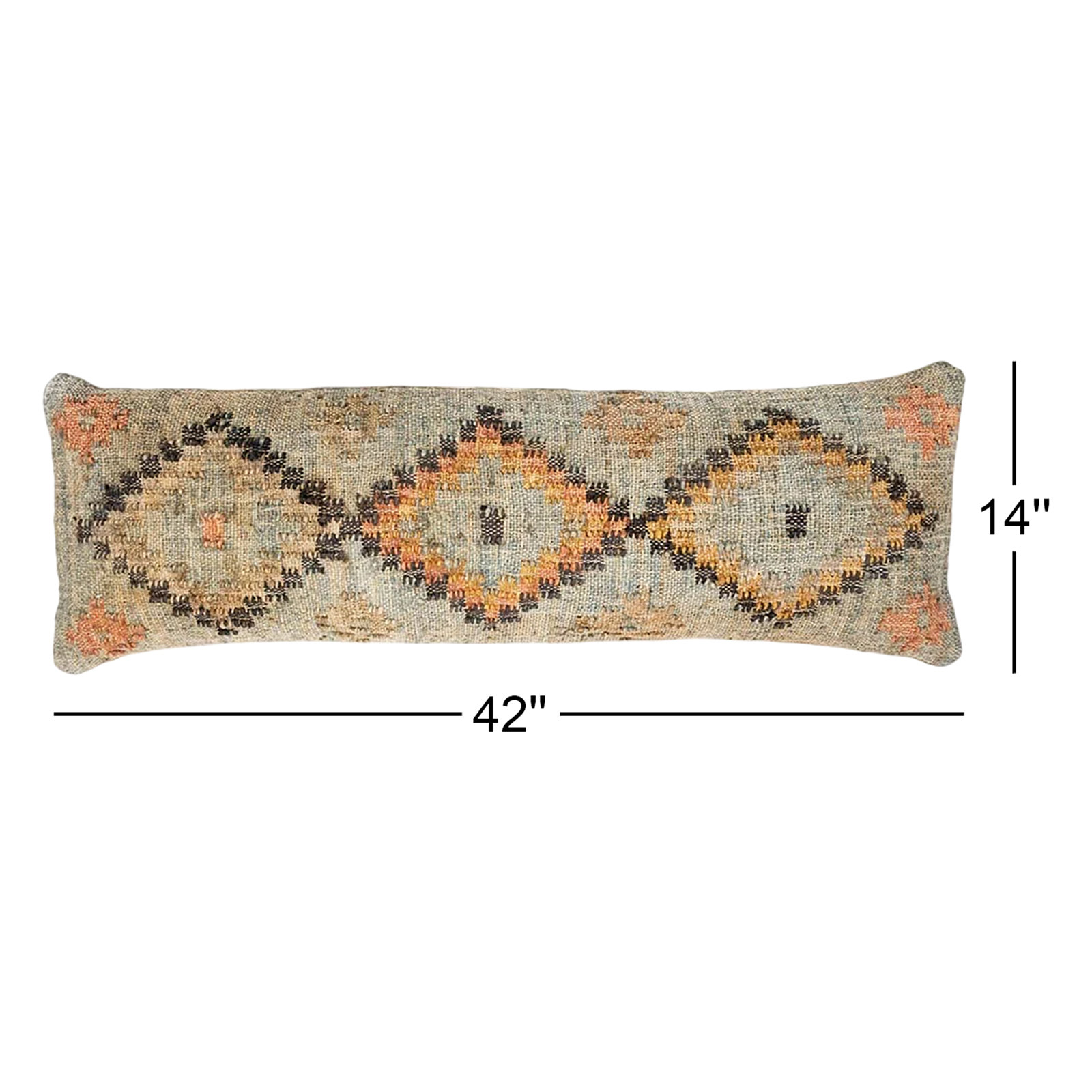 Akara Geometric Jute / Sisal Lumbar Throw Pillow