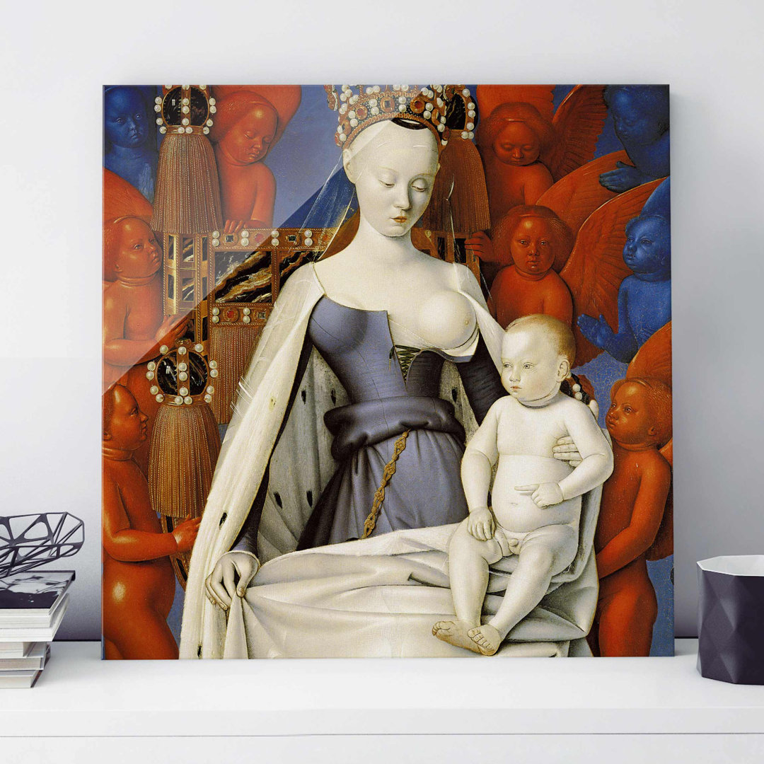 Glasbild Die thronende Madonna mit dem Christuskind von Jean Fouquet