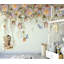 Papier peint amovible à motif floral orange et rose rétro-2015671955