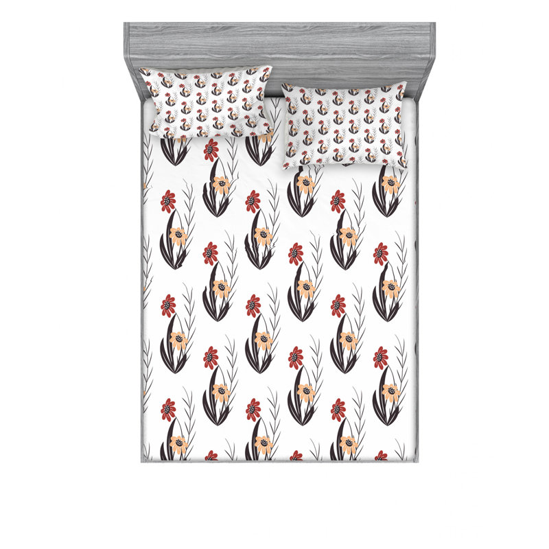 Microfiber Geometric Sheet Set, Full/Double Sheet Set with Fitted Sheet