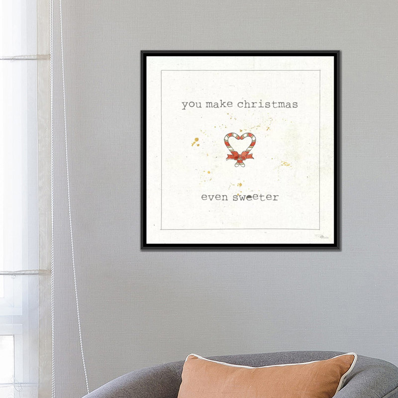 «Christmas Cuties II», art textuel sur toile, H 18 po x l 18 po x P 1,5 po, Toile encadrée noire, Pas de tapis