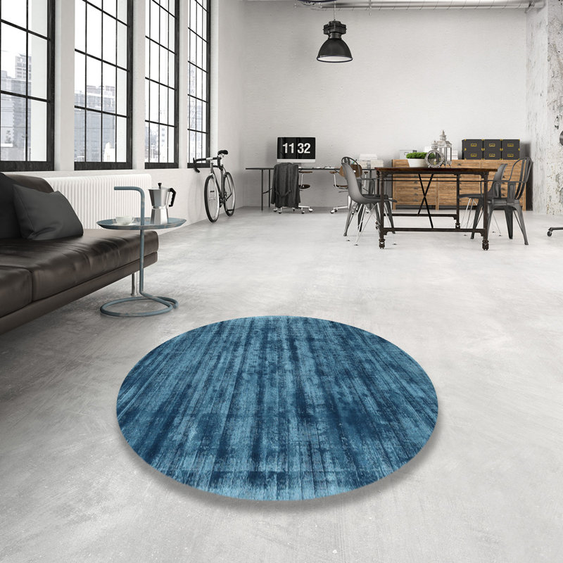 Tapis contemporain bleu foncé, Rond 3 pi