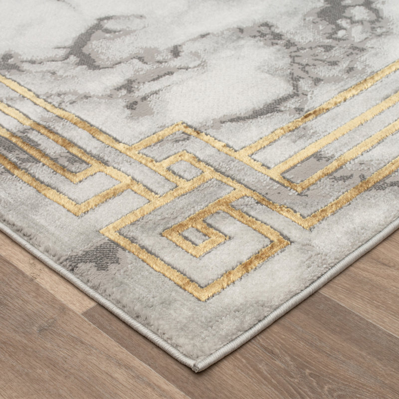 Monaco Series Abrstract Black/Gray/Ivory/Beige Area Rug, Rectangle 5'3" x 7'3"