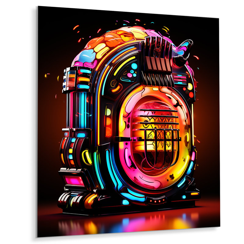 Jukebox Machine Neon Grooves 1 - Jukeboxes, art mural en métal, H 32 po x l 24 po x P 1 po