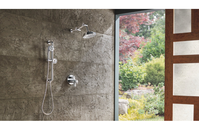 8” H2OKinetic® Round Multi-Function Wall Mount Showerhead, Polished Chrome