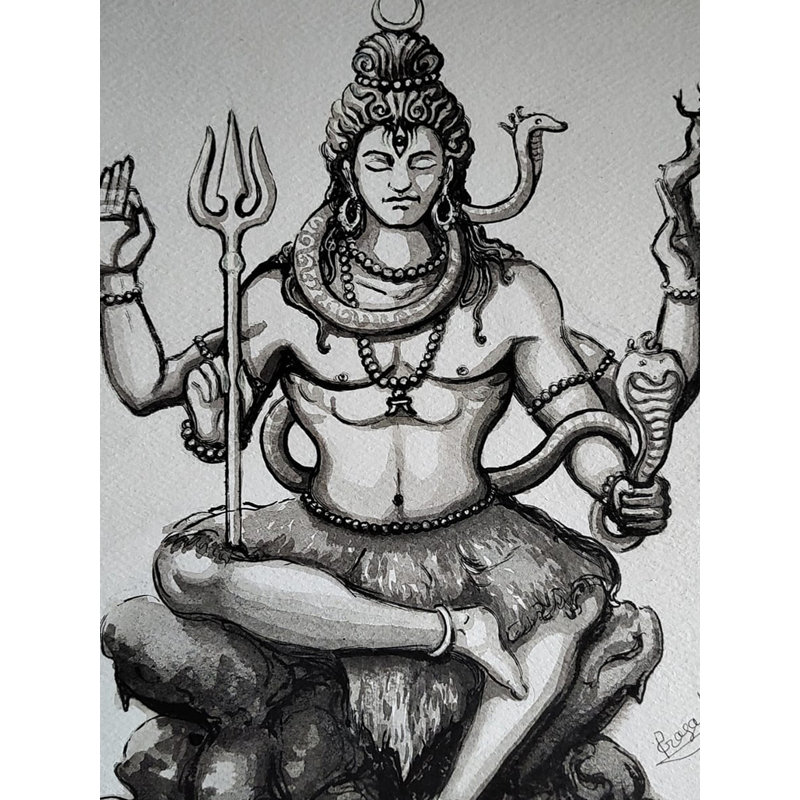 Rudra Shiva | Aquarelle sur papier | Par Prasad P Mahale