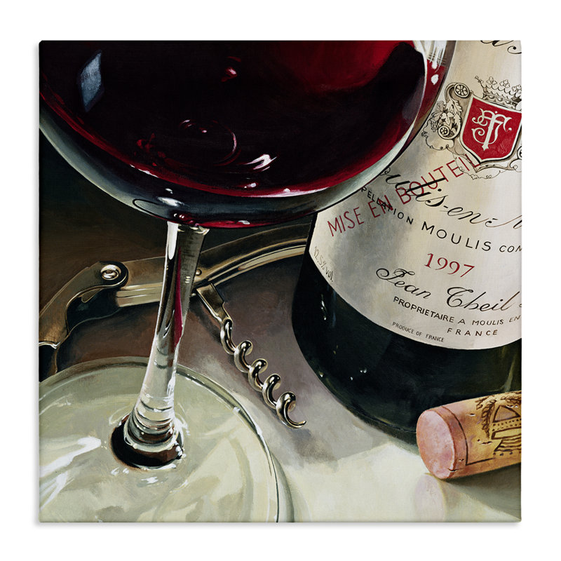 «Red Wine & Corkscrew», art mural par Stefano Ferreri, 17" H x 17" W