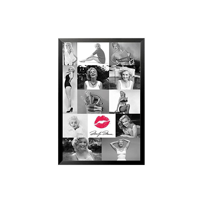 « marilyn monroe, collage de carreaux photo avec lèvres rouges », impression encadrée
