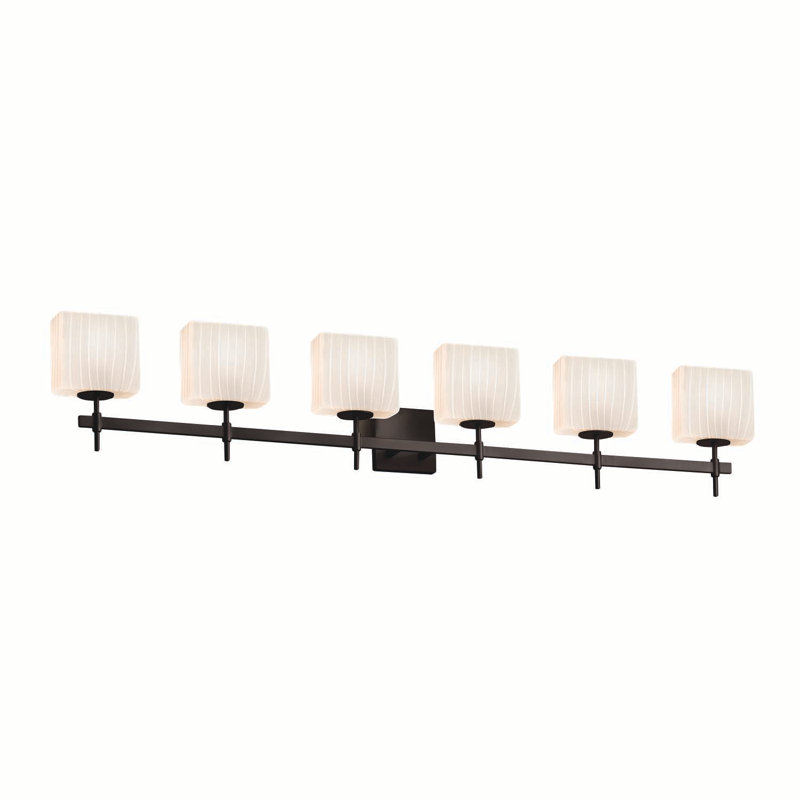 Casson 6 - Light Dimmable Vanity Light, Polished Chrome, Frosted Crackle, Dedicated LED
