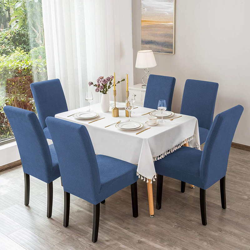 Box Cushion Dining Chair Slipcover, Denim Blue
