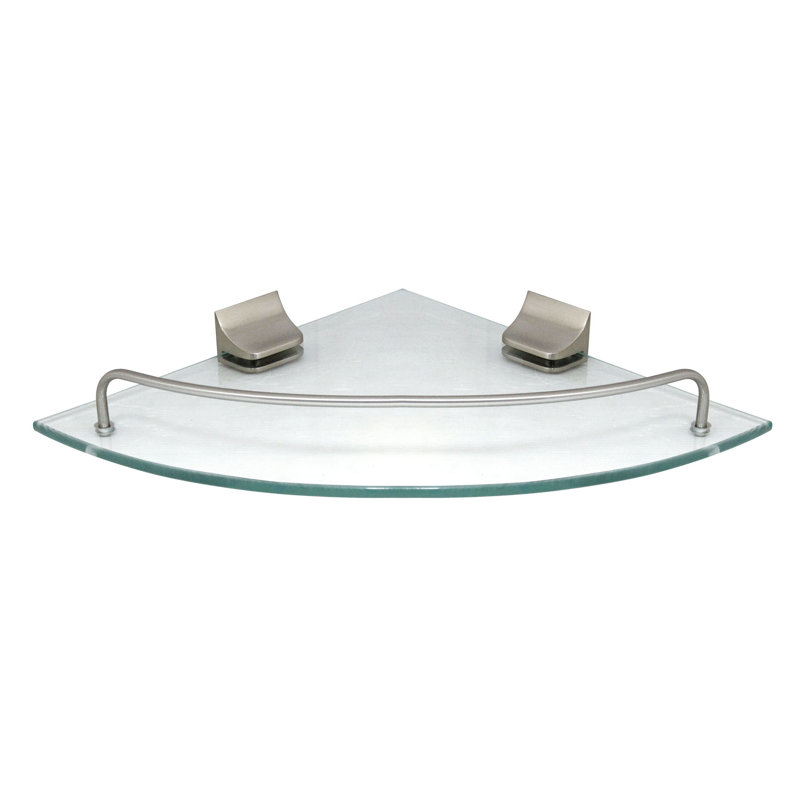 Tablette murale en verre Boucher, Nickel satiné
