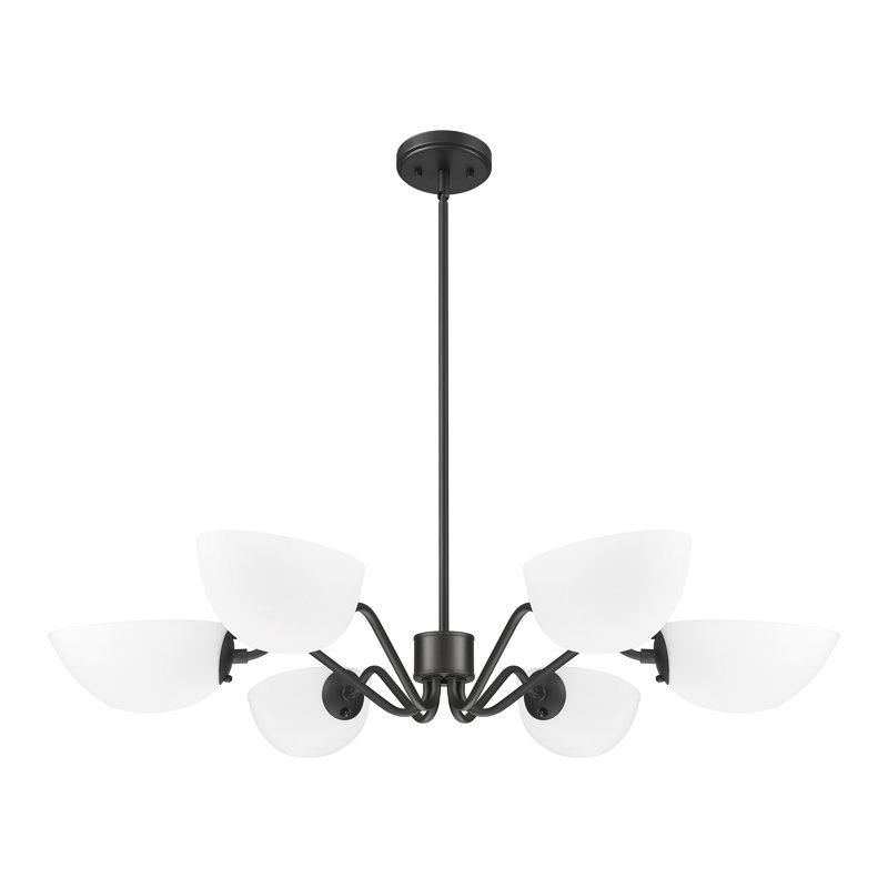 Lustre noir mat 6 lumières Justina, Noir mat