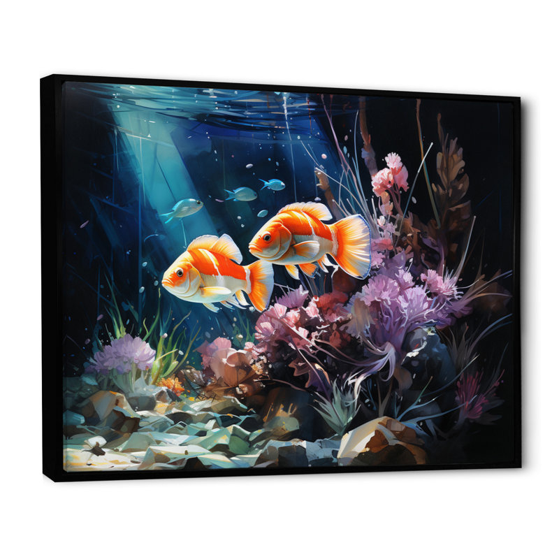 Aquariums Marine Wonders IX, reproduction d'art sur toile, H 34 po x l 44 po x P 1,5 po, Cadre flottant noir
