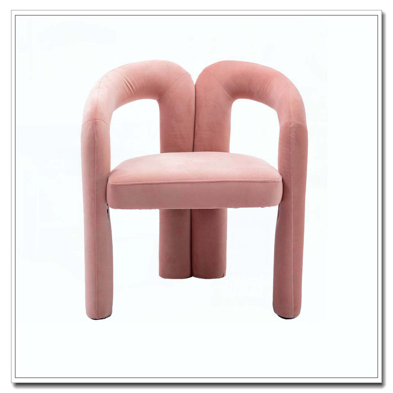 Fauteuil de cuisine en velours rembourré, Rose